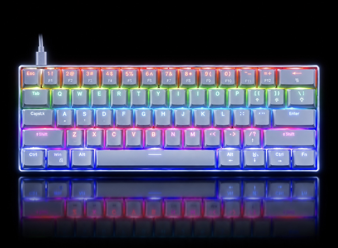 60% White Mechanical Keyboard (brown switches)